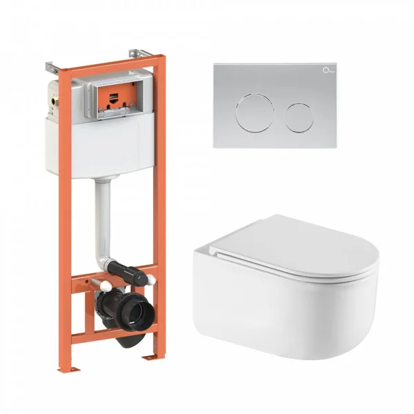 Подвесной унитаз Taurus Ultra Quiet + комплект установки Nest 4 в 1 (круглая клавиша Satin)46148