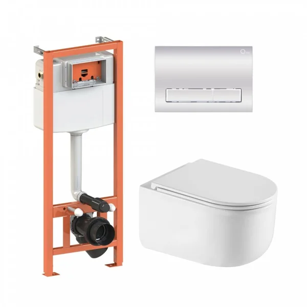 Подвесной унитаз Taurus Ultra Quiet + комплект установки Nest 4 в 1 (линейная клавиша Chrome)46155