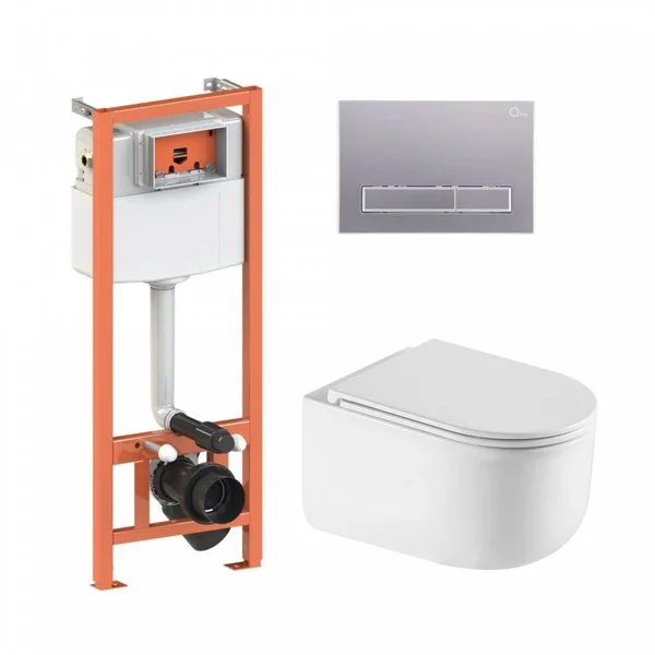 Подвесной унитаз Taurus Ultra Quiet + комплект установки Nest 4 в 1 (линейная клавиша Satin) 46147