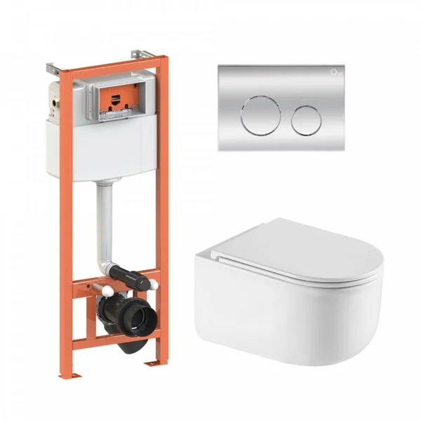 Подвесной унитаз Taurus Ultra Quiet + комплект установки Nest 4 в 1 (круглая клавиша Chrome)46152