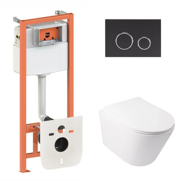 Установочный комплект Qtap Swan Ultra Quiet подвесной унитаз QT16335179W Nest комплект установки 4в1 круглая клавиша Black mat QT0133M425 M11V1146MB код 45150 SD00051274