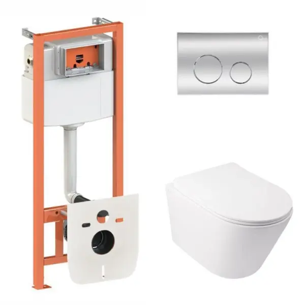 Установочный комплект Qtap Swan Ultra Quiet подвесной унитаз QT16335179W Nest комплект установки 4в1 круглая клавиша Chrome QT0133M425 M11112CRM код 45151 SD00051275