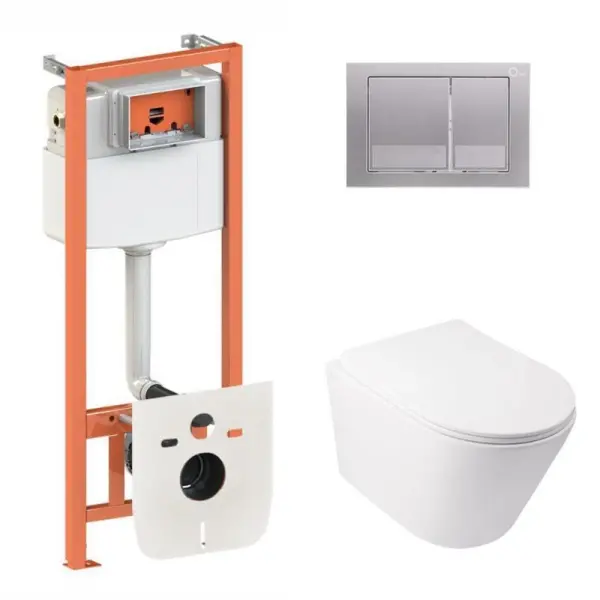 Установочный комплект Qtap Swan Ultra Quiet унитаз подвесной QT16335179W Nest комплект установки 4в1 квадратная клавиша Satin QT0133M425 M06029SAT код 45149 SD00051273