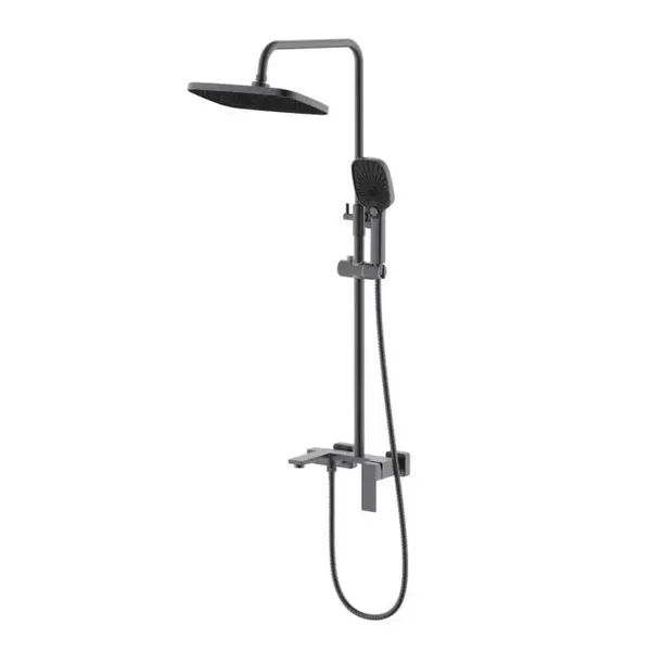 Душевая система универсальная Gemini на три потребителя с изливом QTGEM111GMB45688 Gunmetal Black PVD Qtap 45688 SD00051812