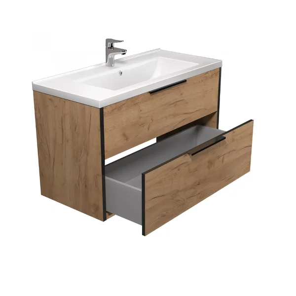 Тумба MDD Line Craft 100 з умивальником Cosmo 100 дуб крафт чорна 