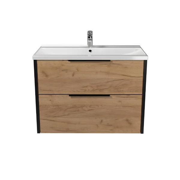 Тумба MDD Line Craft 80 з умивальником Debut 80 дуб крафт чорна