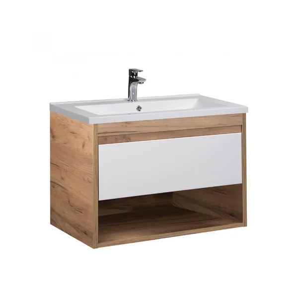 Тумба MDD Oslo 80 Wood з умивальником Cosmo 80 дуб крафт біла