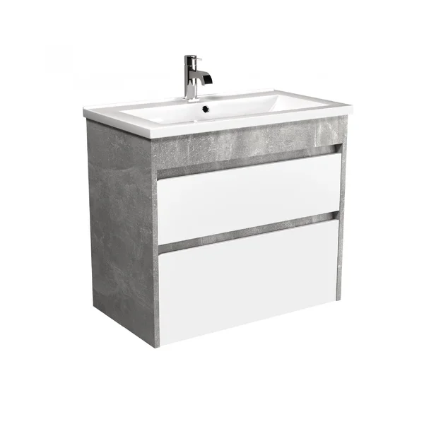 Тумба MDD Polo Loft 80-U з умивальником Cosmo бетон з білим