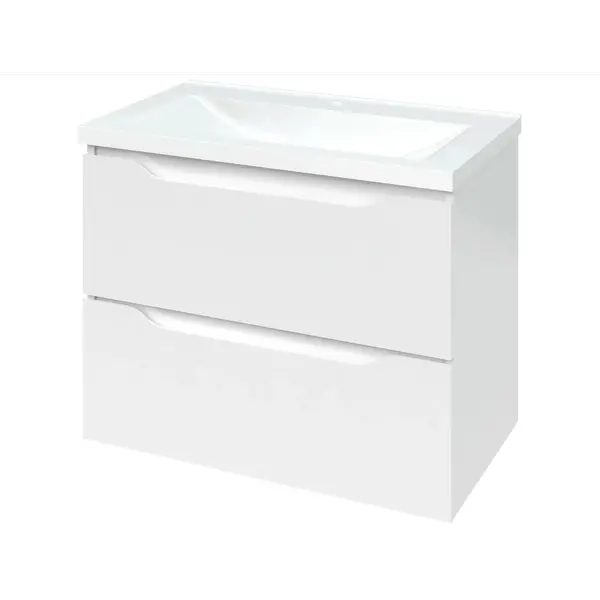 Тумба MIRATER .Амелія. Тумба підвісна з умив. шк.Глорія 60 біла