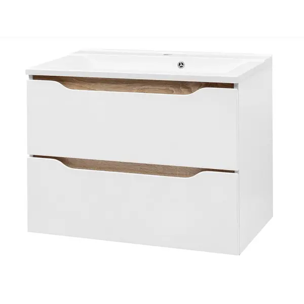 Тумба MIRATER .Амелія. Тумба підвісна з умив. шк.Глорія 60 дуб сонома