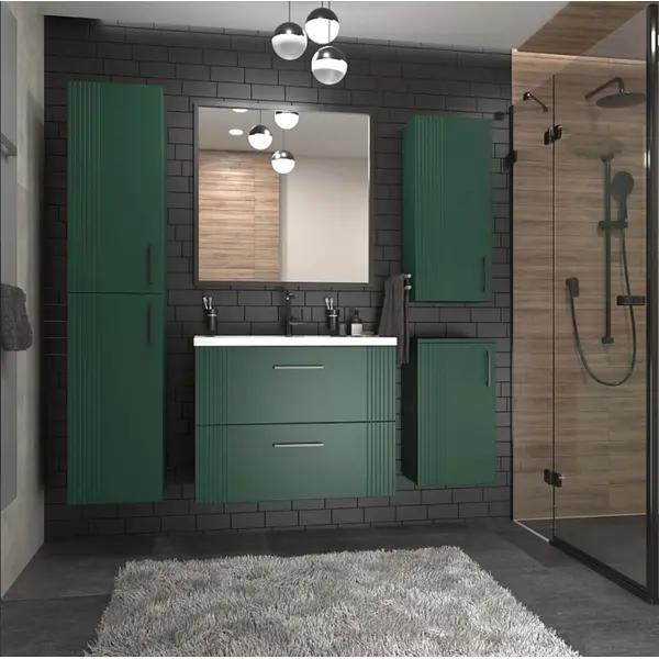 Тумба підвісна Mirater Елара з умивальником Глорія 80 Смарагдовий