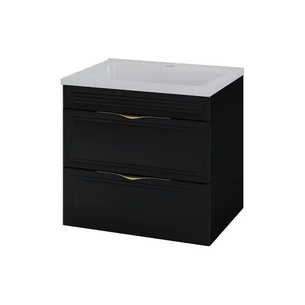 Тумба підвісна MIRATER Естель 60 з умивальником Родео 60 см Чорний