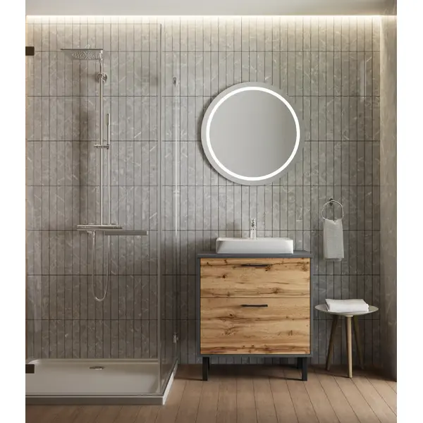 Тумба JUVENTA Afina Af-60 антрацит дуб вотан зі стільницею МДФ та умивальником Neon-45