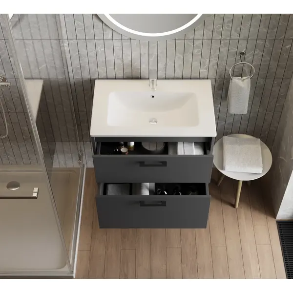 Тумба JUVENTA Afina Af-60 антрацит з умивальником Piedra - 60