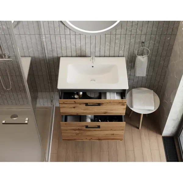 Тумба JUVENTA Afina Af-70 антрацит дуб вотан з умивальником Piedra - 70