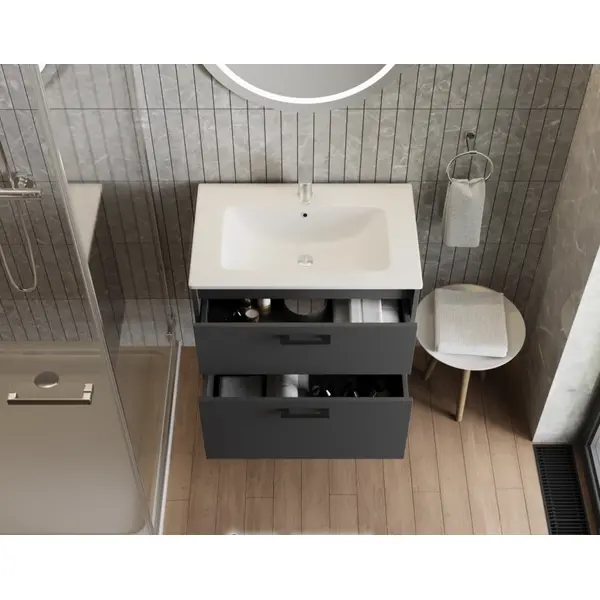 Тумба JUVENTA Afina Af-80 антрацит з умивальником Piedra - 80