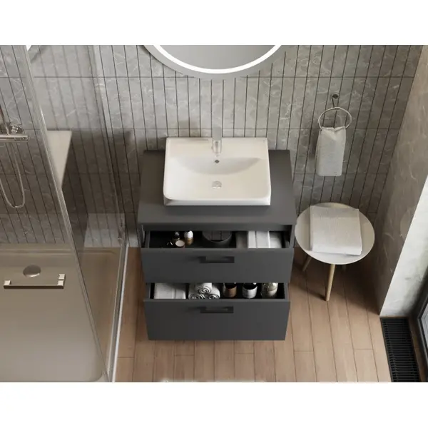 Тумба JUVENTA Afina Af-80 антрацит зі стільницею МДФ та умивальником Neon-45