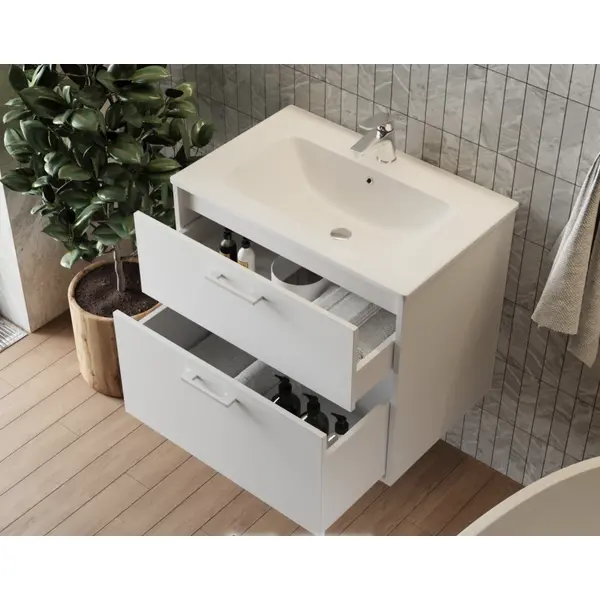 Тумба JUVENTA Afina Af-80 біла з умивальником Piedra - 80 