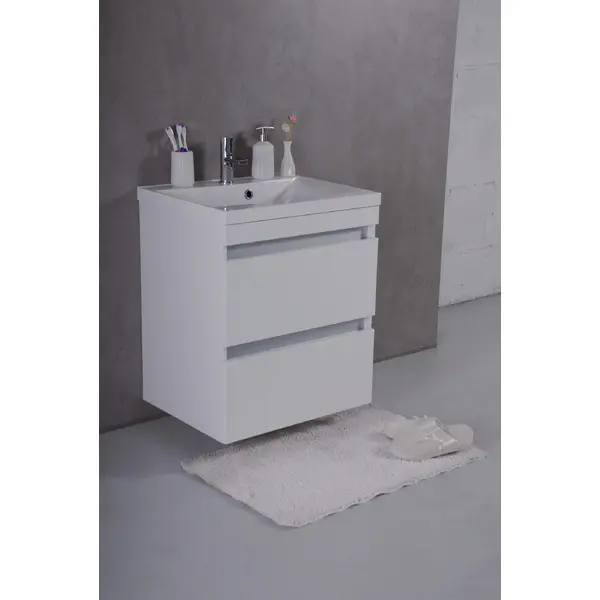 Тумба з умивальником Fancy Marble . Комплект Borneo 60 з умивальником Lucia 600