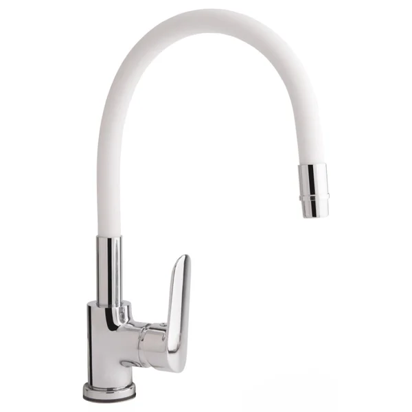 Змішувач для кухні 21781 Linea з гнучким виливом QTLINCRW007F Chrome:White Qtap