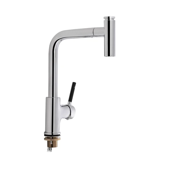 Змішувач для кухні 28618 Inspai з висувним виливом QTINSCRM013F Chrome:Black Qtap