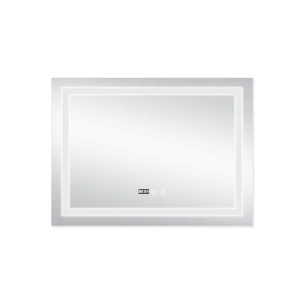 Дзеркало Qtap Mideya (DC-F904) настінне прямокутне з LED-підсвічуванням Touch, з антизапотіванням, з годинником, димером, рег. яскравості 800х600 мм 28554