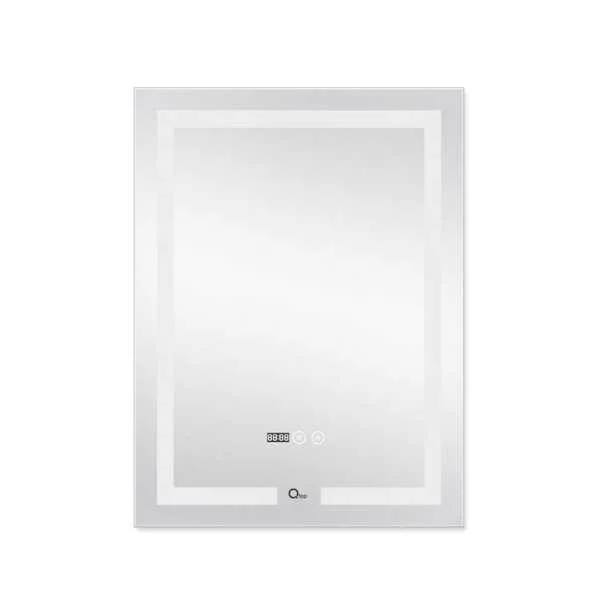 Дзеркало Qtap Mideya (DC-F936) настінне прямокутне з LED-підсвічуванням Touch, з антизапотіванням, з годинником, димером, рег. яскравості 500х800 мм 30639