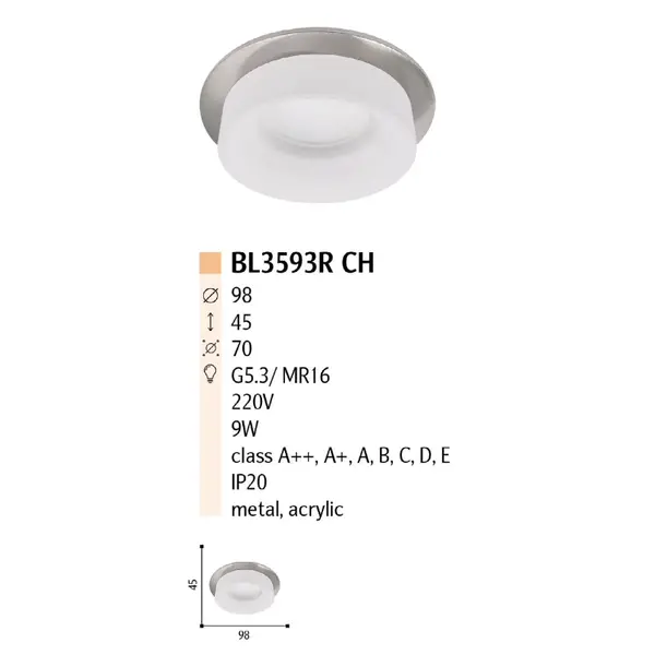 Накладной точечный светильник BL3593R CH