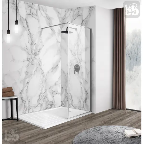 IMPRESE душевая стенка WALK-IN с профилем и держателем, 100*200см, хром, стекло прозрачное код 93055